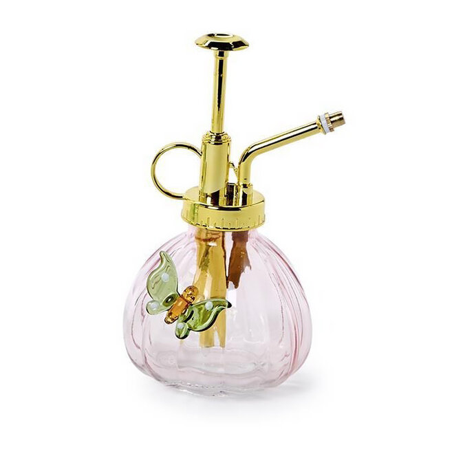 Plant Mister with Green Butterfly & Pink Glass
