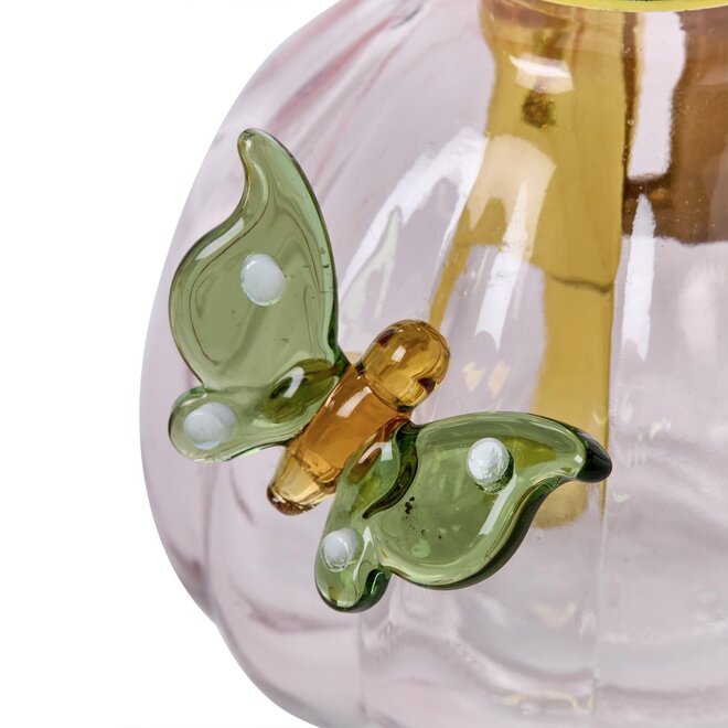 Plant Mister with Green Butterfly & Pink Glass