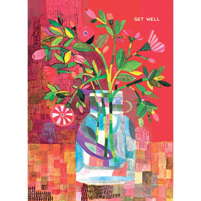 Red Flowers Get Well Card