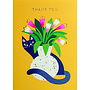 Cat & Flowers Thank You Card
