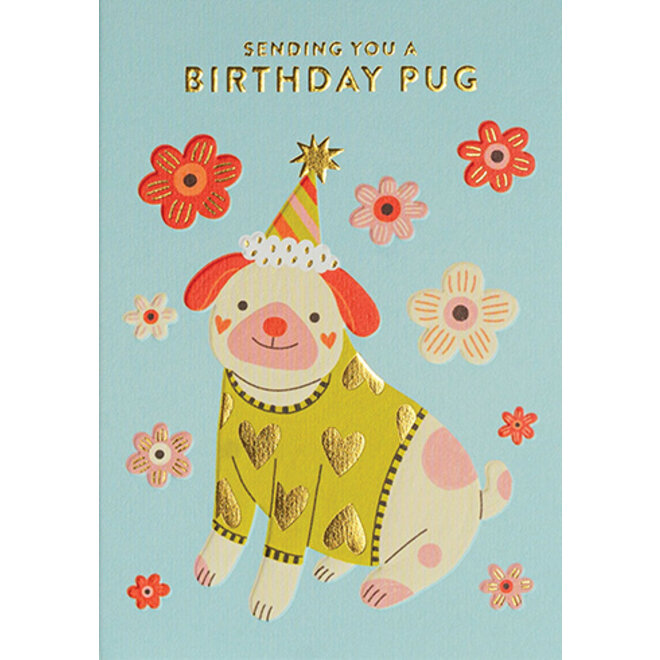 Birthday Pug Greeting Card