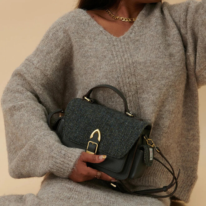 Harris Tweed Black & Grey Herringbone Melrose Crossbody