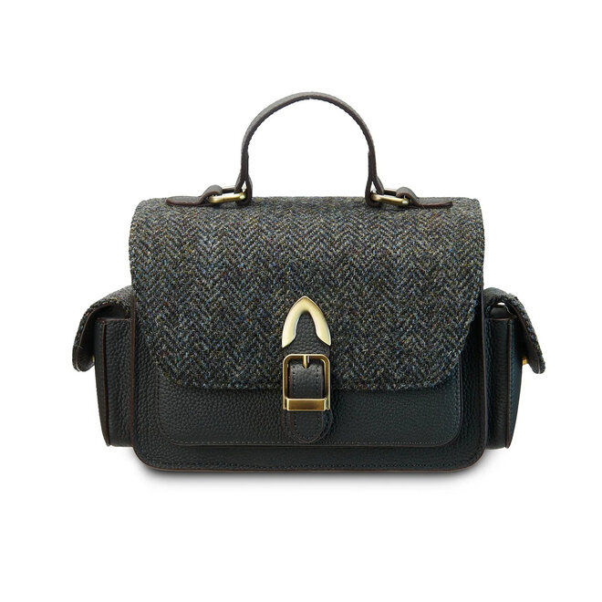 Harris Tweed Black & Grey Herringbone Melrose Crossbody