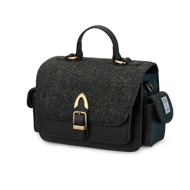 Harris Tweed Black & Grey Herringbone Melrose Crossbody