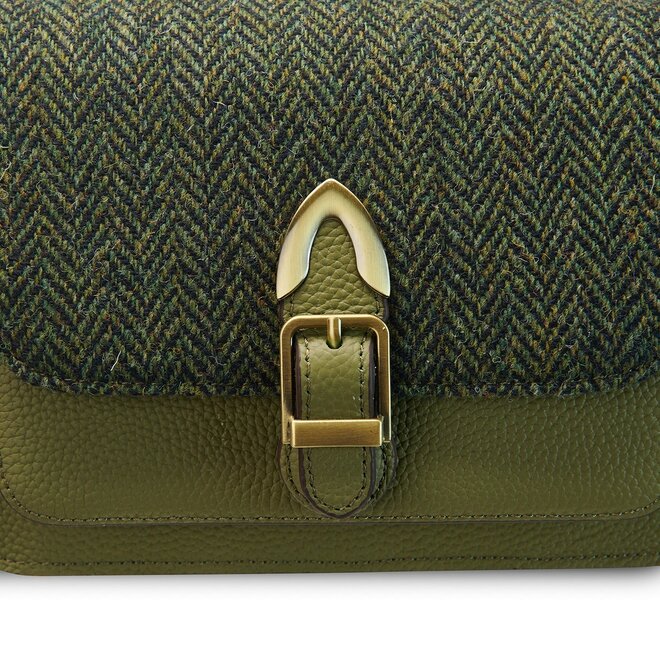 Harris Tweed Dark Green Herringbone Melrose Crossbody