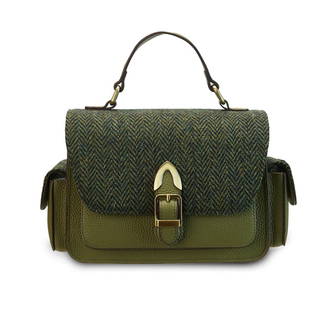 Harris Tweed Dark Green Herringbone Melrose Crossbody