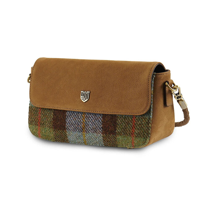 Harris Tweed Chestnut & Blue Tartan Caithness Clutch