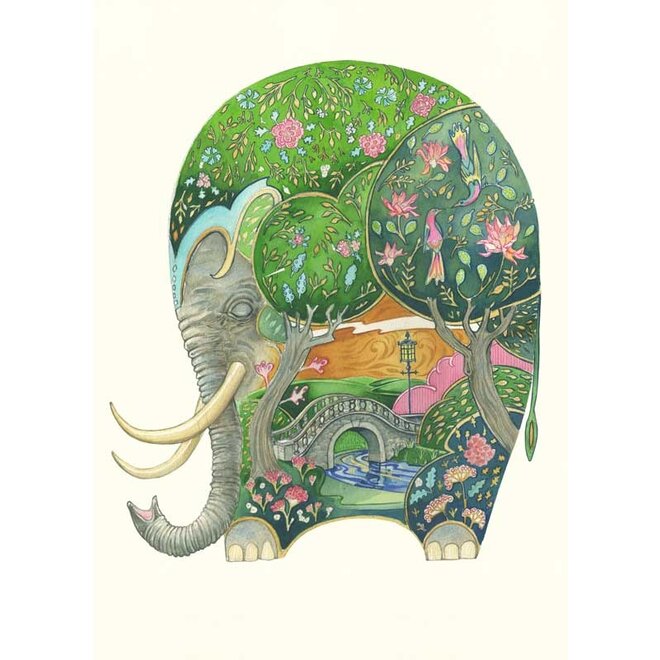 Watercolor Sleeping Elephant Greeting Card