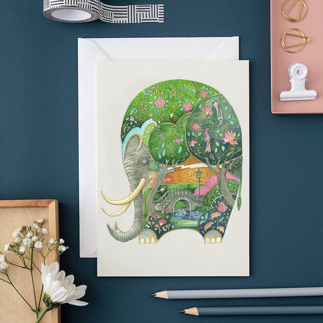 Watercolor Sleeping Elephant Greeting Card