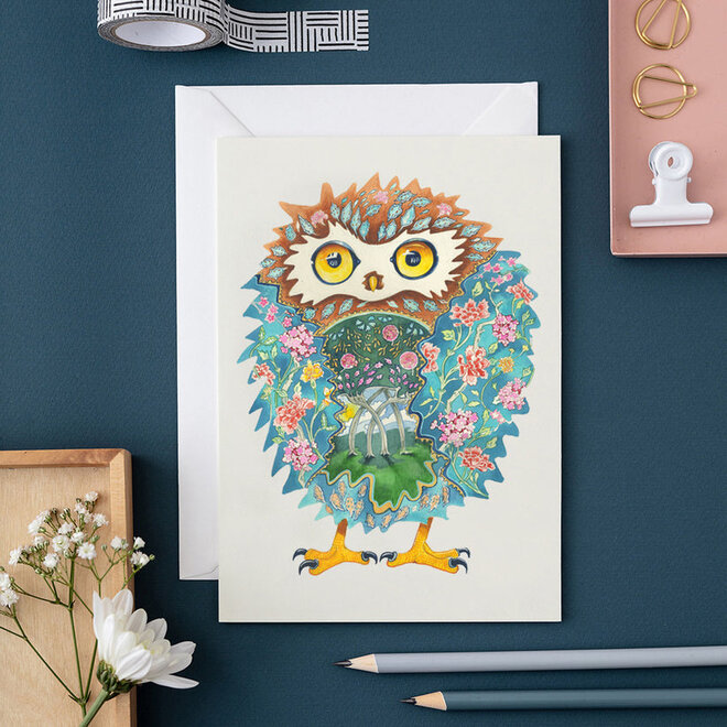 Watercolor Tawny Owl Greeting Card