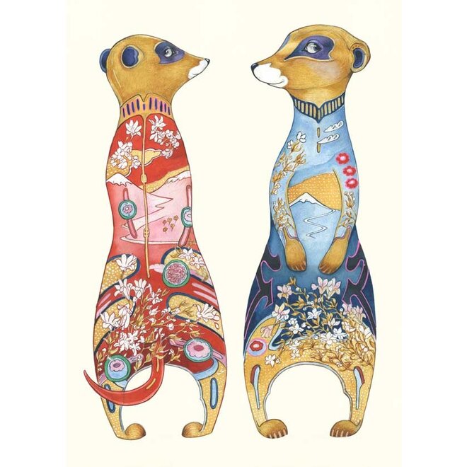 Watercolor Meerkats Greeting Card