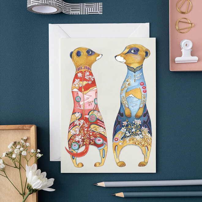 Watercolor Meerkats Greeting Card