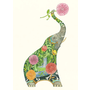 Watercolor Elephant with Flowers Greeting Card