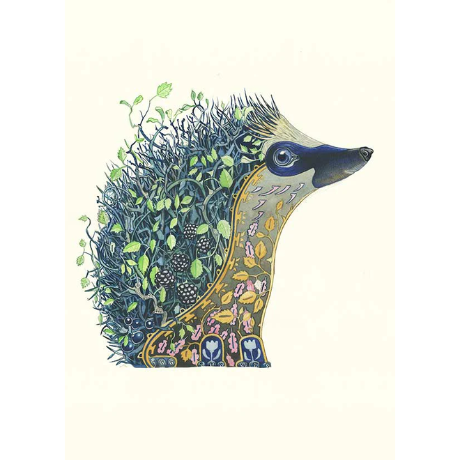 Watercolor Hedgehog at Night Greeting Card