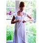 Margo Capped Sleeve White Rose Nightgown
