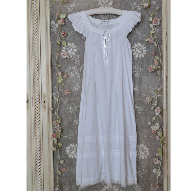Margo Capped Sleeve White Rose Nightgown