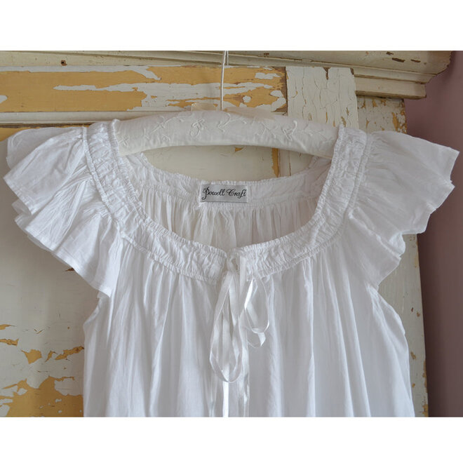 Margo Capped Sleeve White Rose Nightgown
