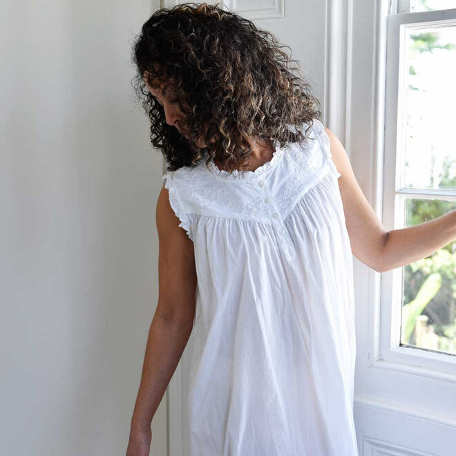 Veronica Seed Pearl Embroidered Nightgown