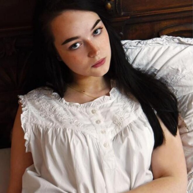 Veronica Seed Pearl Embroidered Nightgown