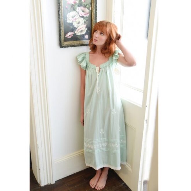 Margo Pale Green Capped Sleeve Nightgown