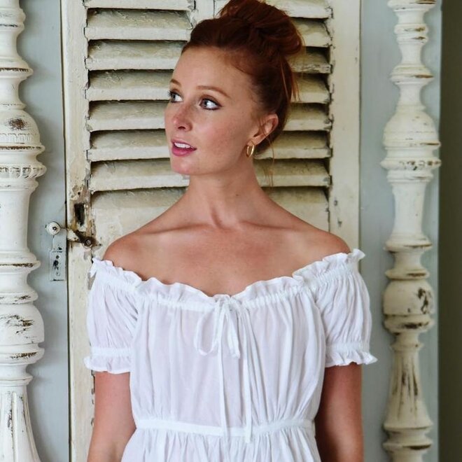 Darcy White Ruffle Short-Sleeve Nightgown