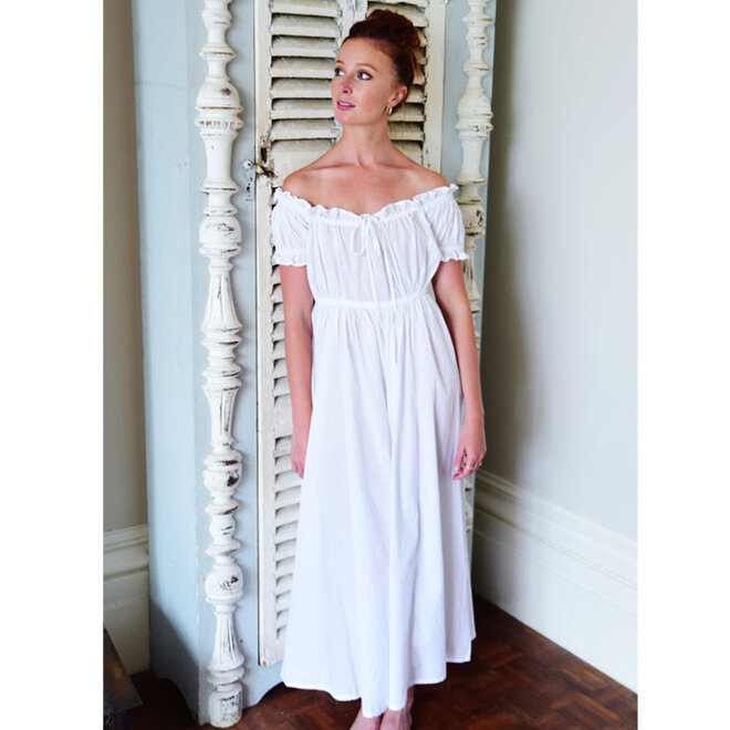 Darcy White Ruffle Short-Sleeve Nightgown
