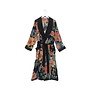 Woven Flower Black Crepe Robe Gown