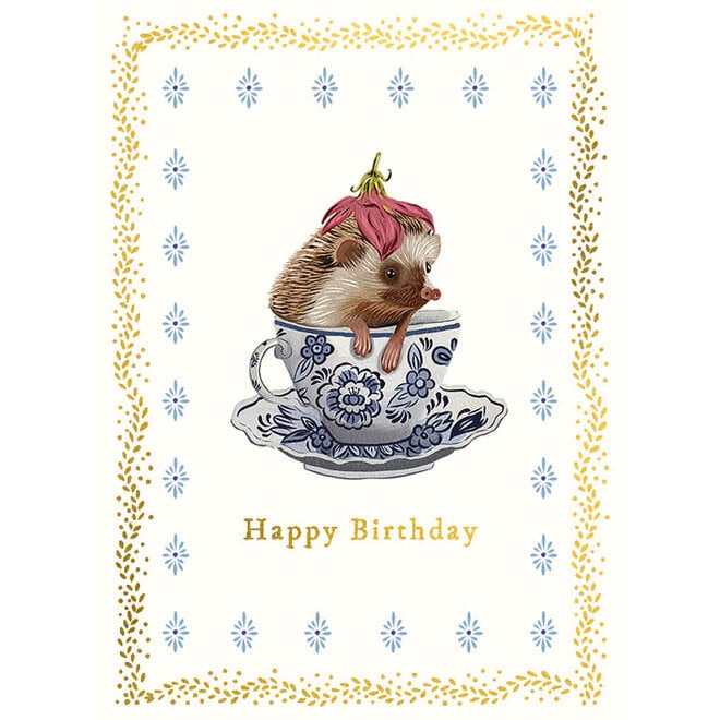 Teacup Hedgehog Birthday Card