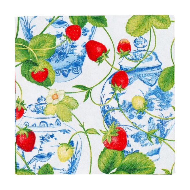 Strawberries & Cream Paper Cocktail Napkins