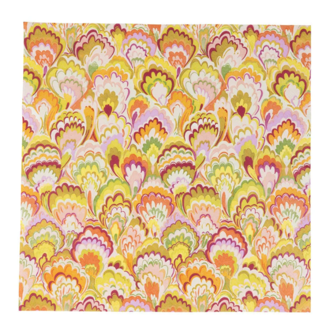 Marbled Ceramica Raspberry & Chartreuse Paper Luncheon Napkins