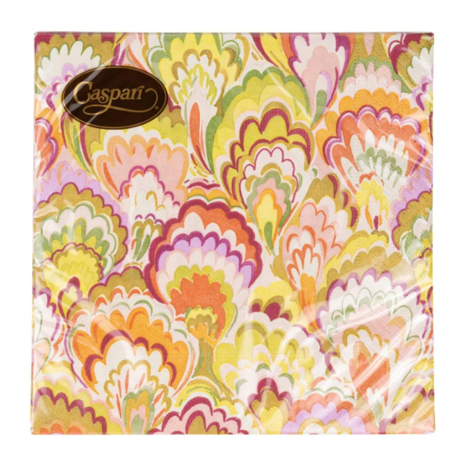 Marbled Ceramica Raspberry & Chartreuse Paper Luncheon Napkins