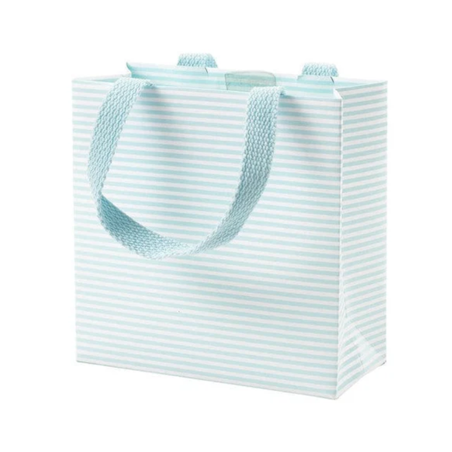 Mini Stripe Robin's Egg Medium Gift Bag