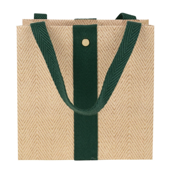Jute And Twill Natural/Hunter Small Gift Bag