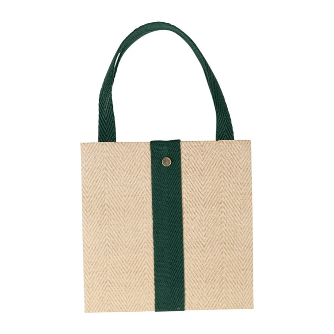 Jute And Twill Natural/Hunter Small Gift Bag