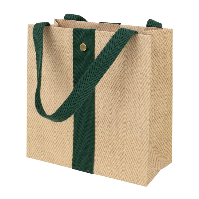 Jute And Twill Natural/Hunter Small Gift Bag