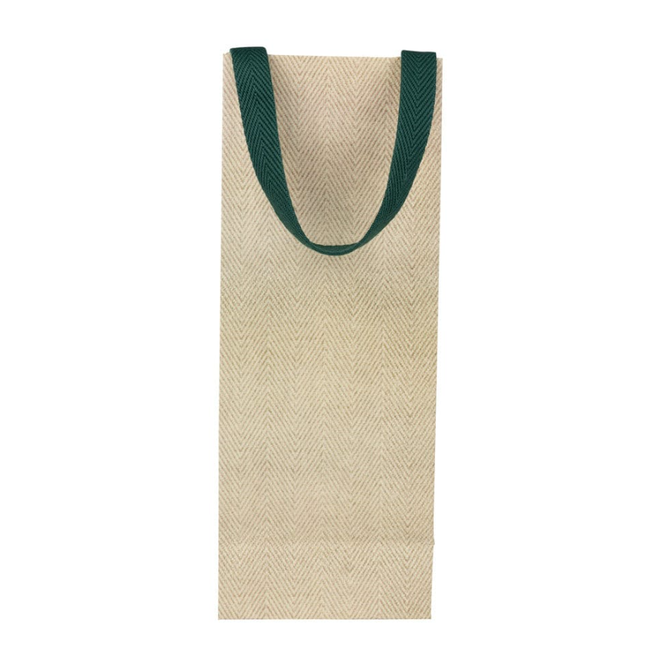 Jute & Hunter Green Twill Bottle Bag