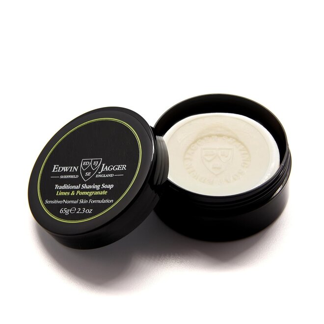 Edwin Jagger Limes & Pomegranate Shaving Soap in Travel Container