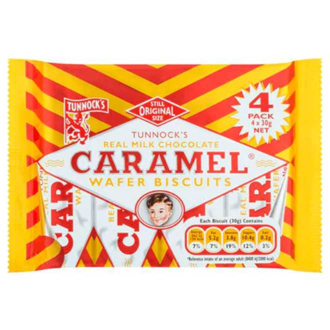 Tunnock's Milk Chocolate & Caramel Wafer Biscuits
