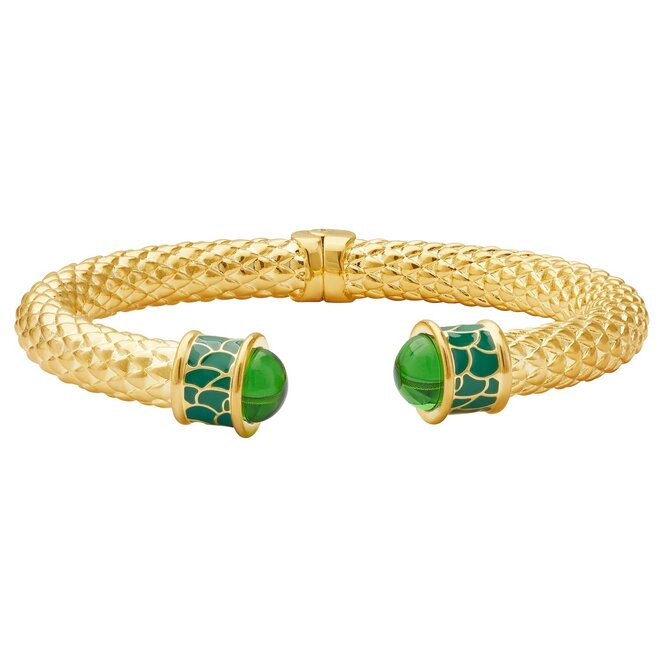 Minoan Emerald & Gold Hinged Torque Bangle