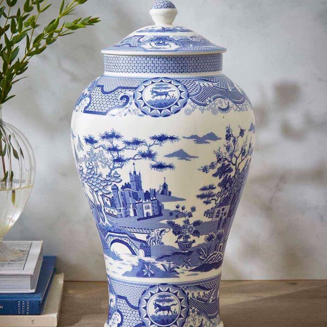Blue Italian Gothic Castle Vase