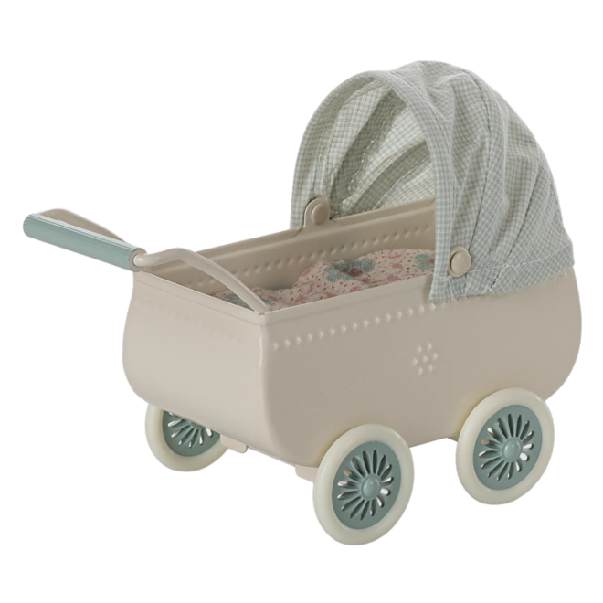 Pram with Baby Mouse - Mint