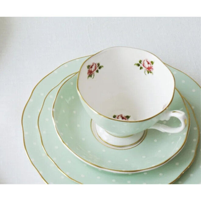 Polka Rose Vintage Teacup & Saucer