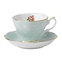 Polka Rose Vintage Teacup & Saucer
