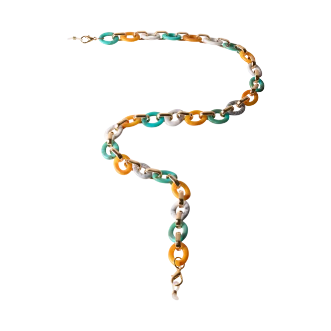 Turquoise & Mustard Link Sunglasses Chain