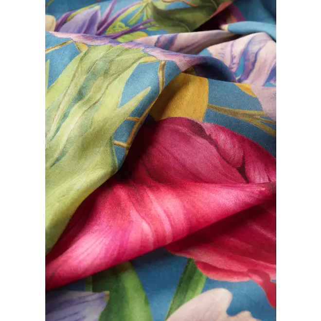 Floral Study Denim Blue Kimono Gown