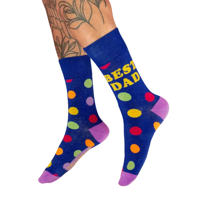 Best Dad Polka Dot Navy Blue Socks