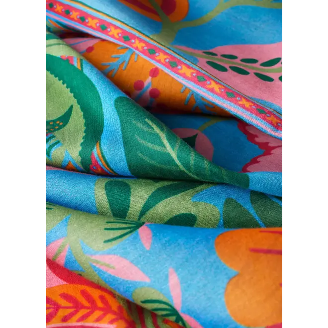 Folky Floral Cornflower Blue Scarf