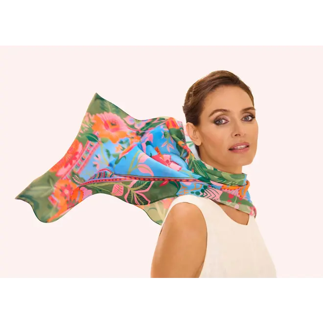Folky Floral Cornflower Blue Scarf