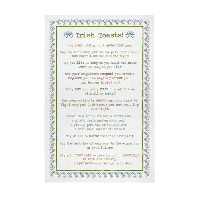 Irish Toasts Green Tea Towel