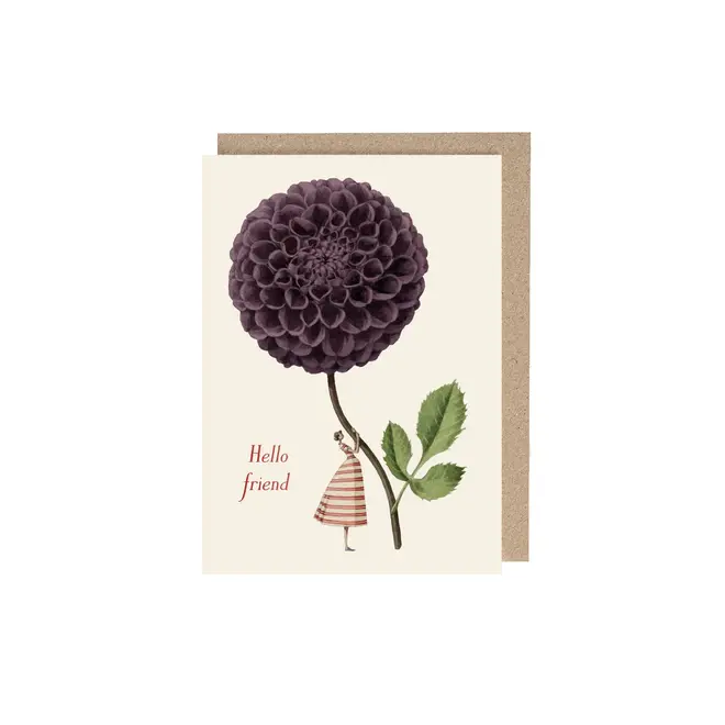 Purple Dahlia Hello Friend Greeting Card